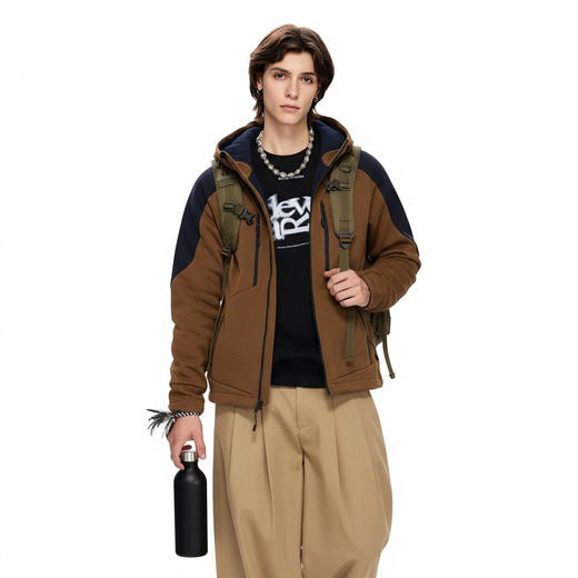 IDEVERRAY冬季防寒保暖冲锋衣连帽防风软壳长袖户外运动外套上衣 商品图4