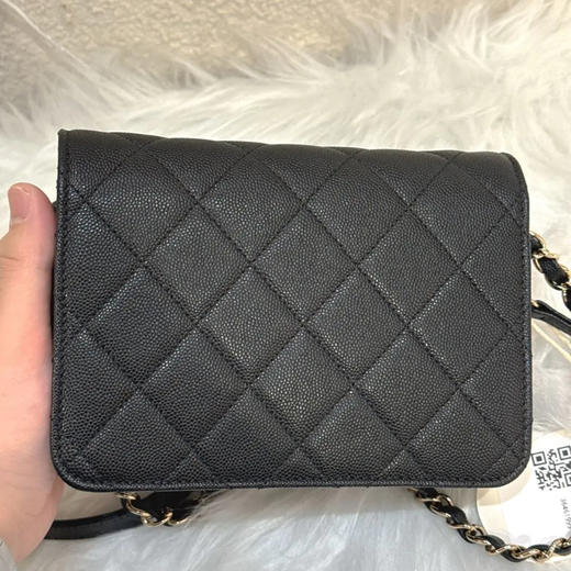 Chanel 22c 黑金 方胖子 荔枝纹牛皮 斜挎包 商品图1