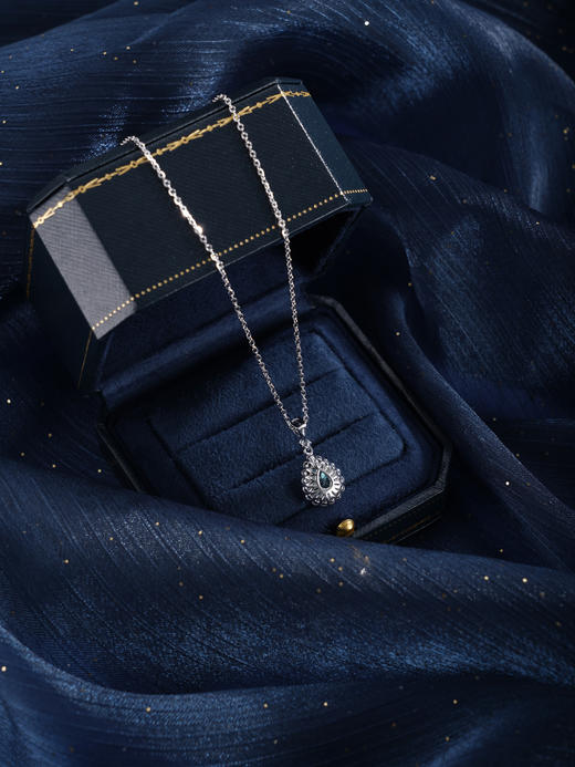 子佩集【瀚海凝光】银S925套链【PM2270-XF】项链培育宝石帕拉伊巴蓝碧玺2601 商品图4