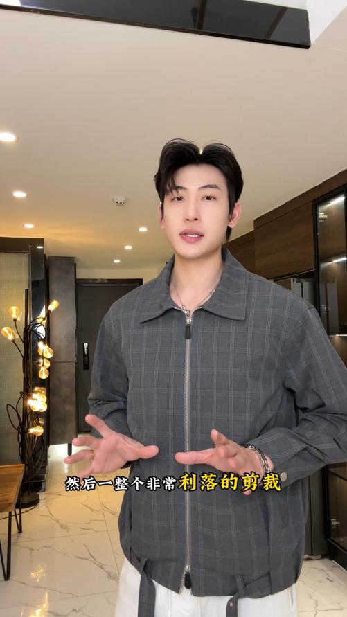 266068SDSA男士春夏新款痞帅男装复古老钱风格纹拉链翻领夹克外套百搭 商品图0