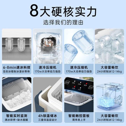 美的（Midea）制冰机 家用全自动小型 迷你宿舍小功率子弹冰 自清洁厨房小家电 MBJ-12D17ED 商品图1