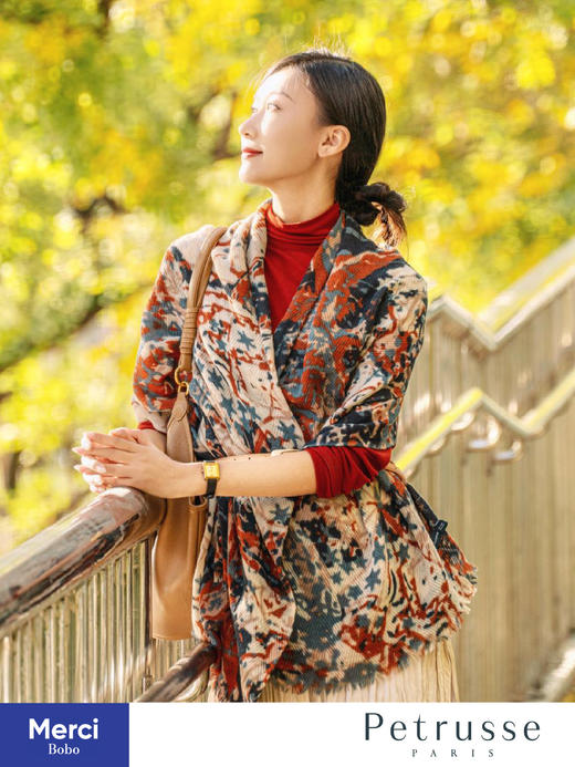 Petrusse 贝图丝 Copernic 哥白尼 丝网印刷 羊毛长围巾 商品图7