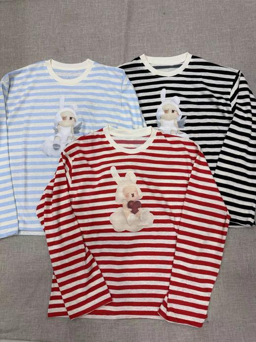 F013026联名2026春季新款刘浩存同款卡通印花条纹针织衫 商品图7