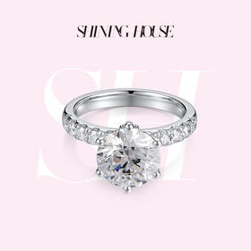 【预售】ShiningHouse[培育] 18k金钻石戒指 圆钻形3克拉钻人工真钻人造钻石K金戒指时尚六爪钻石戒指悦己送礼臻选【此商品不支持7天无理由退货退款】预计3日发货