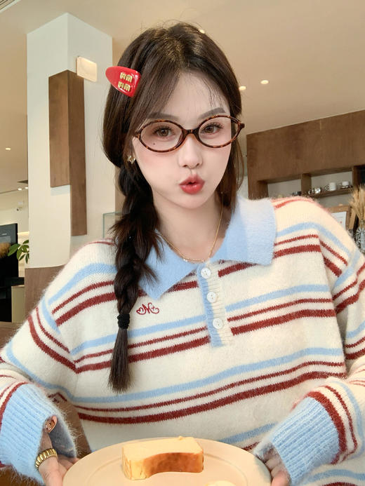 <曾小咸推荐>2.14现货秒杀 ！微信超特价！韩系撞色条纹毛衣 日常209.99 立减120 秒杀89.99！！ 商品图10