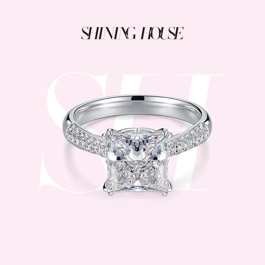 【预售】ShiningHouse[培育] 18k金钻石戒指 公主方形2克拉钻人工真钻人造钻石K金戒指时尚钻石戒指悦己送礼臻选【此商品不支持7天无理由退货退款】预计3日发货 商品图0