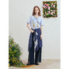 两三事梵高文艺风形日记2026春季新款时尚印花布绑带拼边牛仔裤女 商品缩略图3