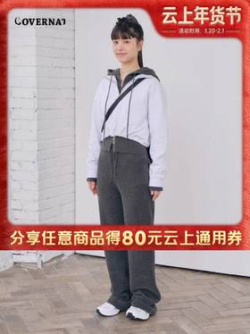 【春上新】【6折】6楼COVERNATA士中长款拉链松紧带卫衣吊牌价559折后价335