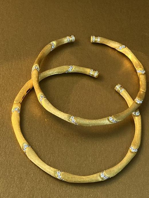 节节高升 所愿皆成 镯子体型圆润饱满 竹节拉丝镯 近圆形 侧面开口镯子  银镀金首饰（非质量问题  不退不换） 商品图3