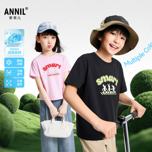 男女童圆领短袖针织衫夏季新款安奈儿童装EM621600 商品图0