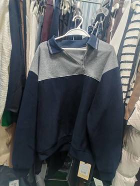 T56576#拼接色拉链Polo卫衣