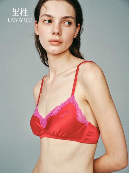 里性 LIVARY MIO宣言-蕾丝真丝拼接法式刺绣无钢圈内衣女薄款文胸 商品图4