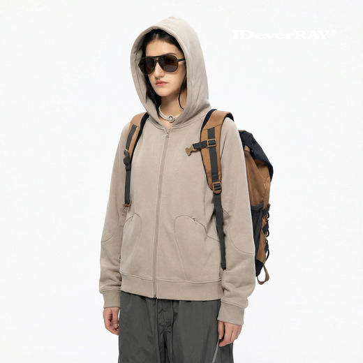 IDEVERRAY加绒冬季卫衣连帽情侣同款懒人穿搭拉链开衫长袖外套 商品图1