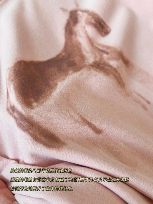 宋轶同款波尔小马手绘印花装饰线插肩袖上衣 商品图12