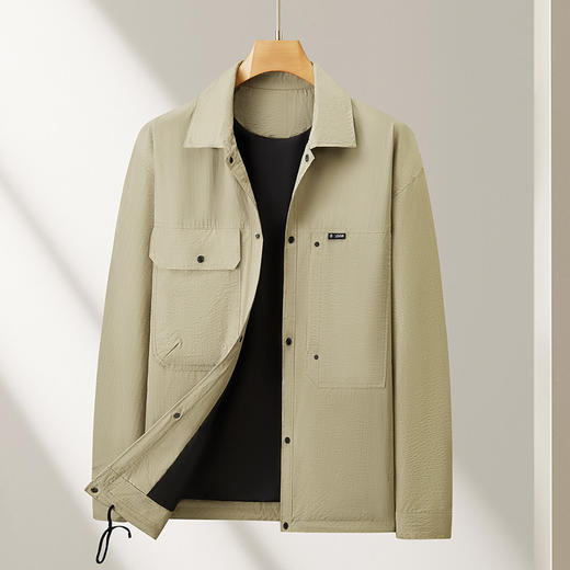 大依优型大码男装春秋翻领工装夹克外套休闲百搭潮流长袖外套300斤 商品图2