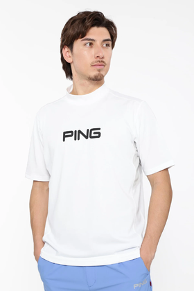 PING 高尔夫男士 夏季新款 字母印花立领透气舒适短袖T恤