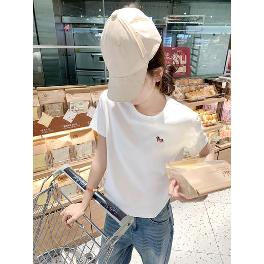 <曾小咸推荐>韩系白色圆领短袖t恤女上衣 商品图1