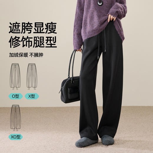 【厚绒-香蕉裤】逸阳冬季新款加绒保暖高腰显瘦百搭休闲直筒裤8587 商品图1