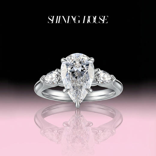 ShiningHouse[培育] 18k金钻石戒指 水滴形2克拉钻人工真钻人造钻石K金戒指时尚钻石戒指悦己送礼臻选【此商品不支持7天无理由退货退款】 商品图3