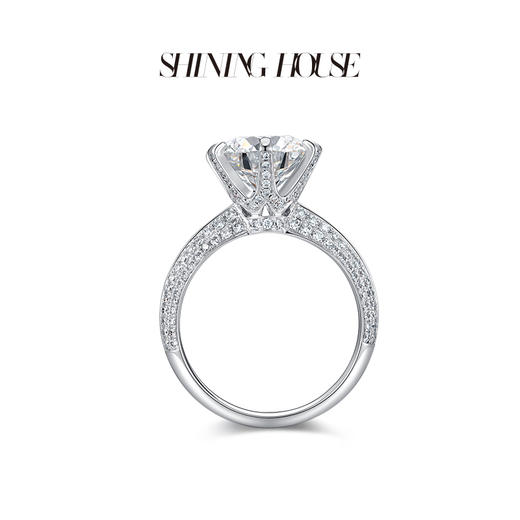 【预售】ShiningHouse[培育] 18k金钻石戒指 圆钻形3克拉钻人工真钻人造钻石K金戒指时尚六爪钻石戒指悦己送礼臻选【此商品不支持7天无理由退货退款】预计3日发货 商品图3