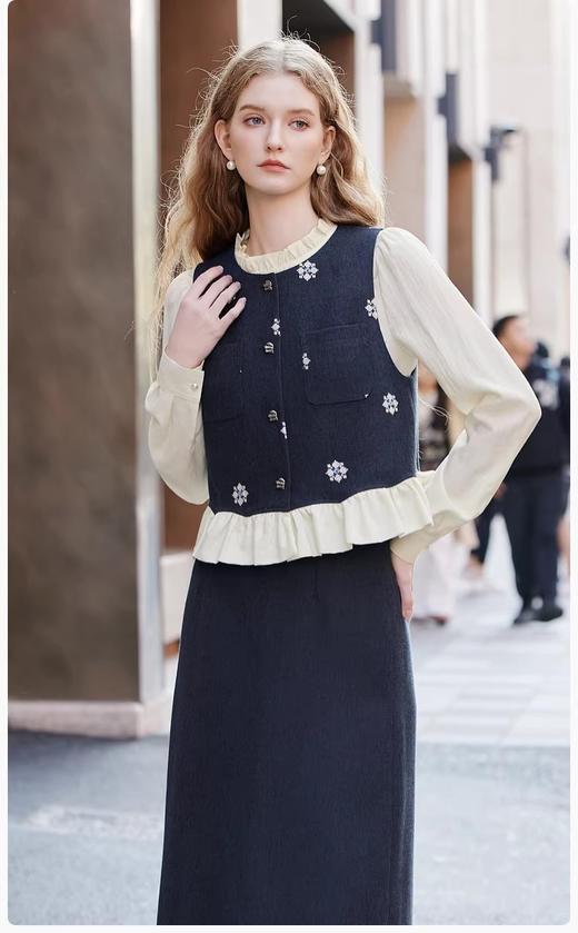 香y同款小香风套装 高级感衬衫/马甲/半身裙三件套 商品图14