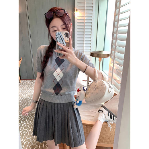 <曾小咸推荐>3.11现货秒杀 ！微信超特价！韩系菱形毛织开衫 日常159.99 立减80 秒杀79.99！！灰色针织短袖秒杀59.99！ 商品图4