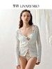 【蔡文静同款】里性 LIVARY MIO 云迹 V领针织开衫绢丝亚麻上衣镂空长袖法式短外套 商品缩略图0