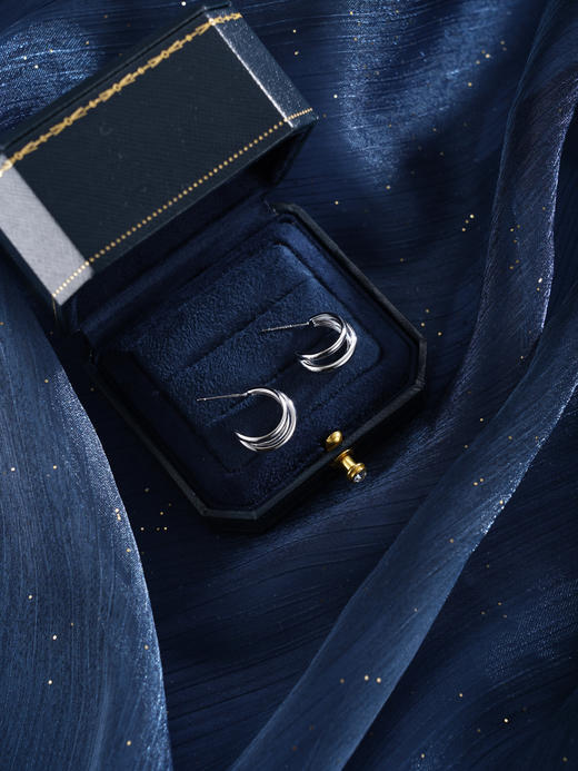 子佩集【清浅时光】银S925耳钉【FYE-0312】时尚扣环圆圈半环2601 商品图6