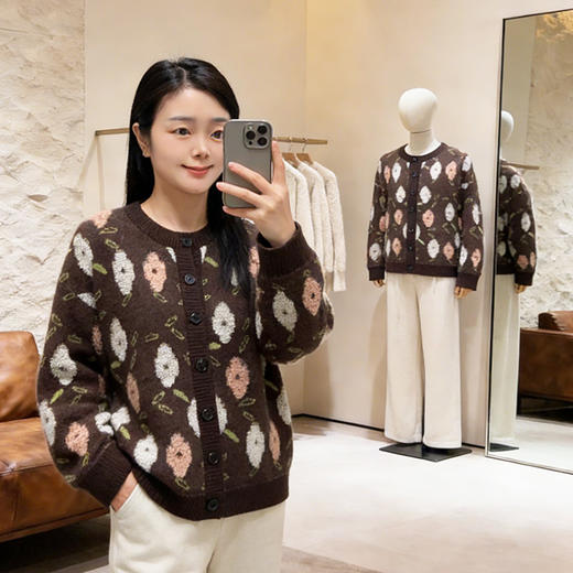 S·Y·C【莫奈之花】100山羊绒宽松花朵羊绒开衫上衣女CYR25114 商品图1