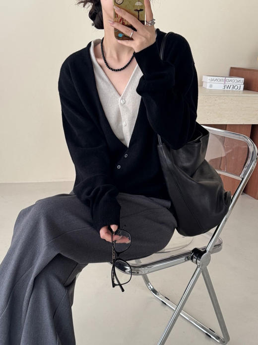 高智高阶随身假两件超细美利奴羊毛开衫毛衫 商品图10