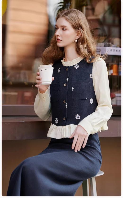 香y同款小香风套装 高级感衬衫/马甲/半身裙三件套 商品图9