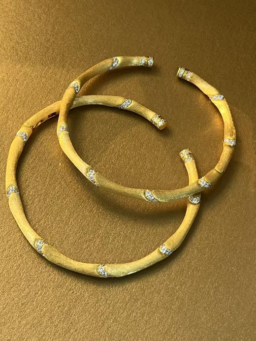 节节高升 所愿皆成 镯子体型圆润饱满 竹节拉丝镯 近圆形 侧面开口镯子  银镀金首饰（非质量问题  不退不换） 商品图2