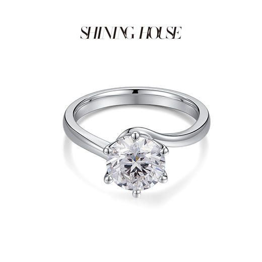 【预售】ShiningHouse[培育] 18k金钻石戒指 圆钻形1.5克拉钻人工真钻人造钻石K金戒指简约六爪钻石戒指悦己送礼臻选【此商品不支持7天无理由退货退款】 商品图1