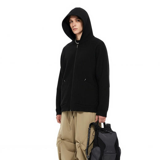 IDEVERRAY毛圈卫衣连帽宽松男女同款多色可选长袖拉链开衫外套冬 商品图1