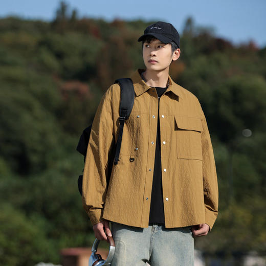 【DX】大依优型大码男装春秋衬衫外套户外休闲百搭长袖工装外套320斤可穿 商品图2