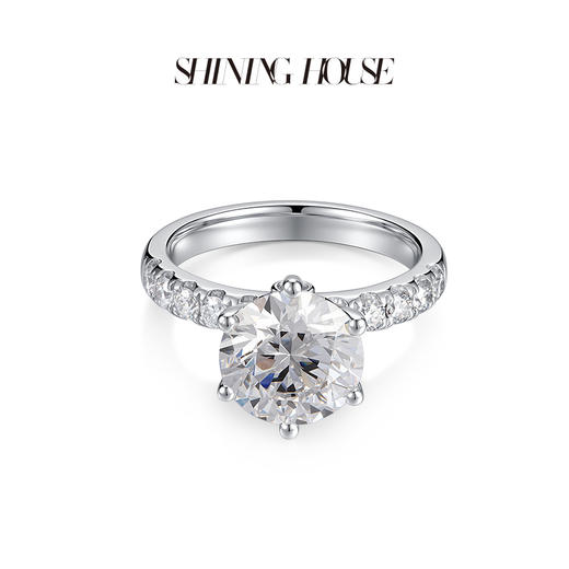 【预售】ShiningHouse[培育] 18k金钻石戒指 圆钻形3克拉钻人工真钻人造钻石K金戒指时尚六爪钻石戒指悦己送礼臻选【此商品不支持7天无理由退货退款】预计3日发货 商品图1