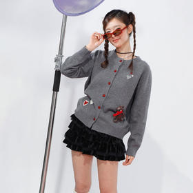 韩版爱心小熊刺绣开衫-纪念日百货门店同款169600992