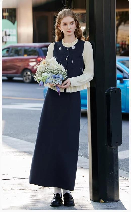 香y同款小香风套装 高级感衬衫/马甲/半身裙三件套 商品图2