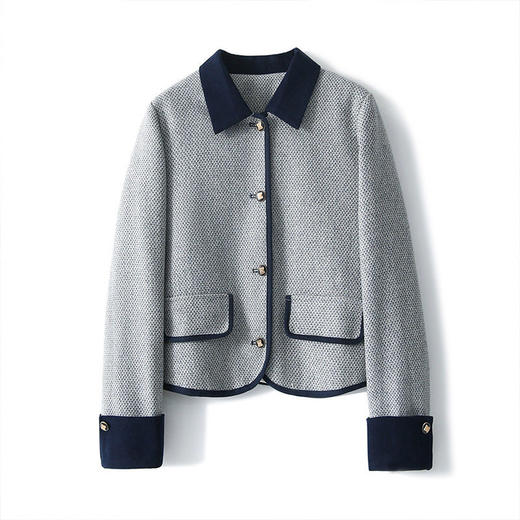 「预售」全新升级【铂金会员321/天猫429/差价108】(90713)洛诗琳羊毛粗花呢外套2026春季新款撞色小香风短外套 商品图4