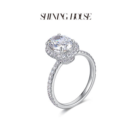 【预售】ShiningHouse[培育] 18k金钻石戒指 椭圆形2克拉钻人工真钻人造钻石K金戒指时尚钻石戒指悦己送礼臻选【此商品不支持7天无理由退货退款】预计3日发货 商品图2