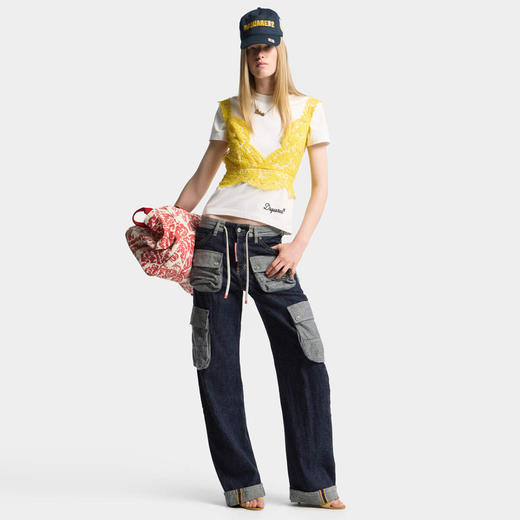 DSQUARED2 女士签名款棉质圆领短袖T恤 白色 S75GD0512 D20106 100 商品图5