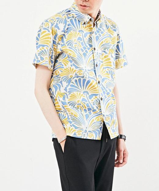 MEN'S MELROSE 夏季男士 彩色印花清凉感polo领短袖花衬衫 商品图1