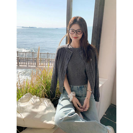 <曾小咸推荐>韩系针织开衫吊带半身裙套装 商品图3