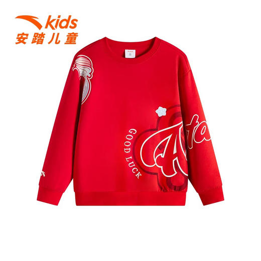 MJ｜安踏儿童女大童2025春季新款运动宽松圆领套头卫衣 商品图0