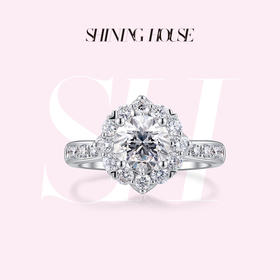 【预售】ShiningHouse[培育] 18k金钻石戒指 圆钻形1克拉钻人工真钻人造钻石K金戒指时尚钻石戒指悦己送礼臻选【此商品不支持7天无理由退货退款】预计3日发货