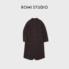 ROMI STUDIO“意式匠心”100羊毛中古柳条纹毛织大衣外套RWCWWT6646