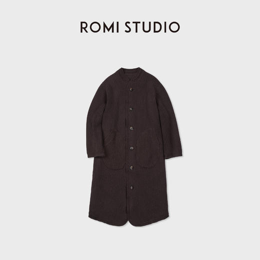 ROMI STUDIO“意式匠心”100羊毛中古柳条纹毛织大衣外套RWCWWT6646 商品图0