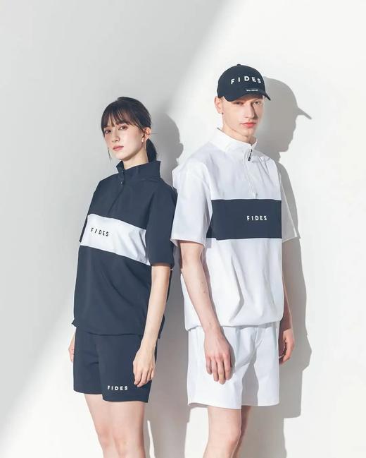 FIDES Golf高尔夫男女同款 半拉链立领套头拼色短袖T恤 宽松休闲防水 商品图0