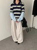 F013024复古学院风Polo领设计条纹毛衣针织衫 商品缩略图4