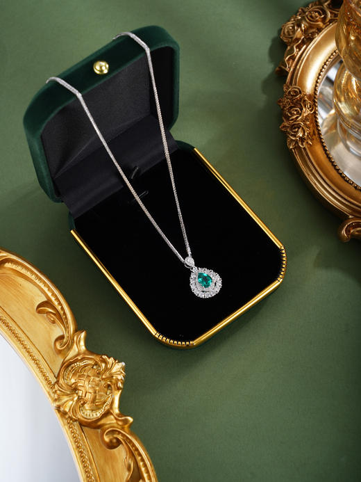 子佩集【韵华清嘉】银S925套链【PM2281-XF】项链培育宝石祖母绿2601 商品图4